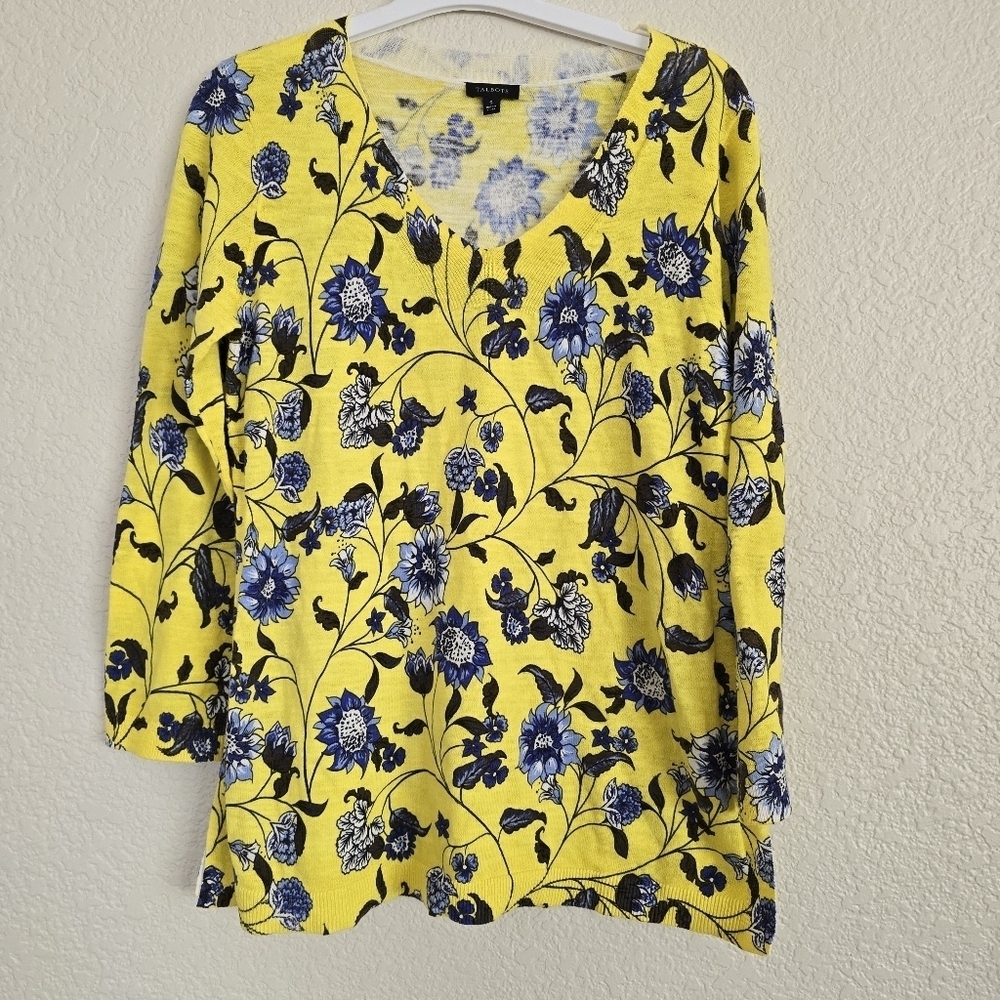 Talbots V Neck Lightweight Floral Sweater (S)